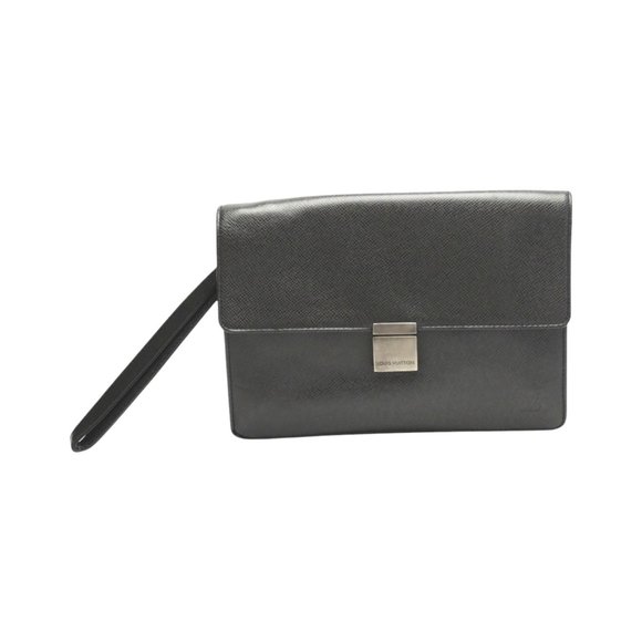 Louis Vuitton LOUIS VUITTON Clutch Bag Taiga Selenga M30782 Black